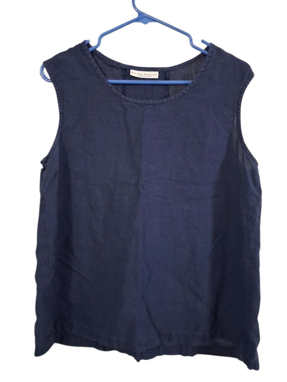Bryn Walker Navy Sleeveless Linen Tank Top